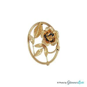 Vintage Van Dell 12KT Gold Filled Oval Flower Brooch